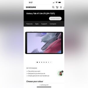 Galaxy Tab A7 Lite LTE (SM-T227)
Gray 32 GB